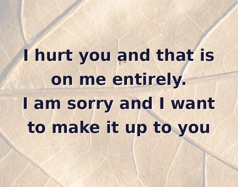 apology messages: I hurt you and that is on me entirely. I am sorry and I want to make it up to you