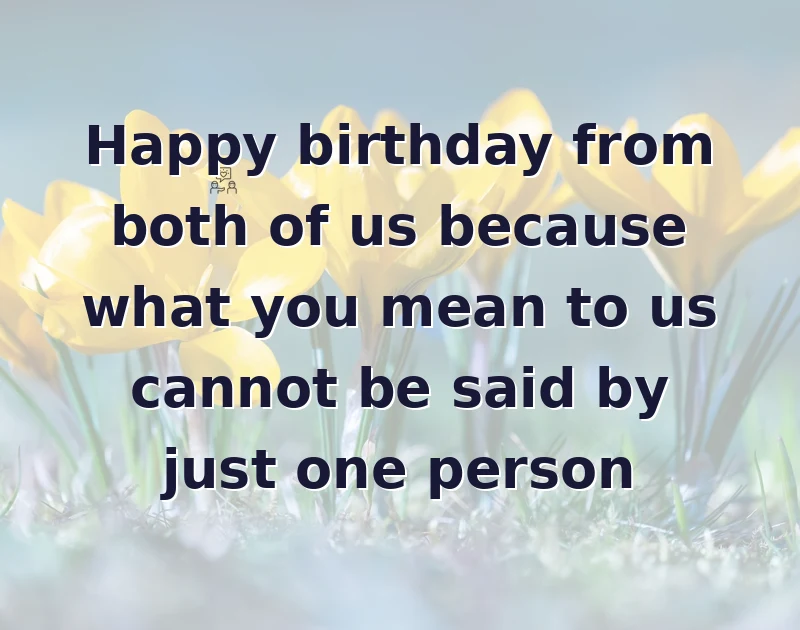 daughter birthday quotes: Happy birthday from both of us because what you mean to us cannot be said by just one person