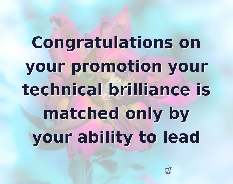 promotion wishes: Congratulations on your promotion your technical brilliance is matched only by your ability to lead