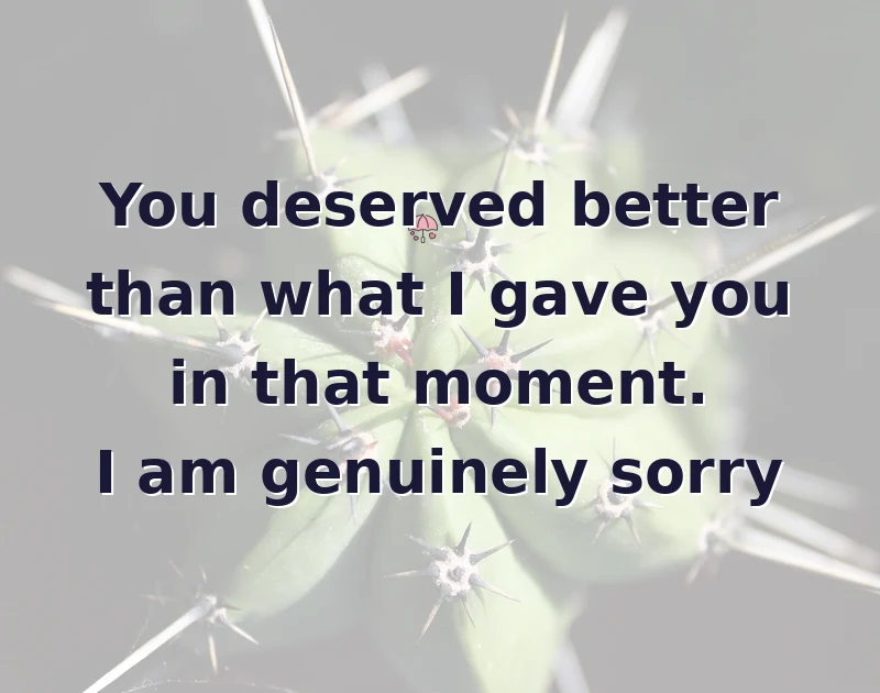 apology messages: You deserved better than what I gave you in that moment. I am genuinely sorry