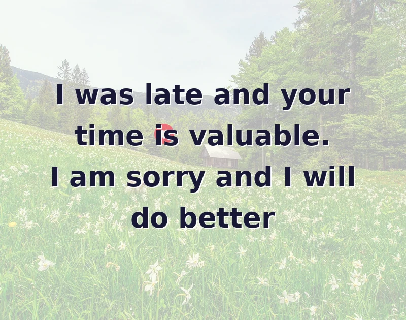 I was late and your time is valuable. I am sorry and I will do better